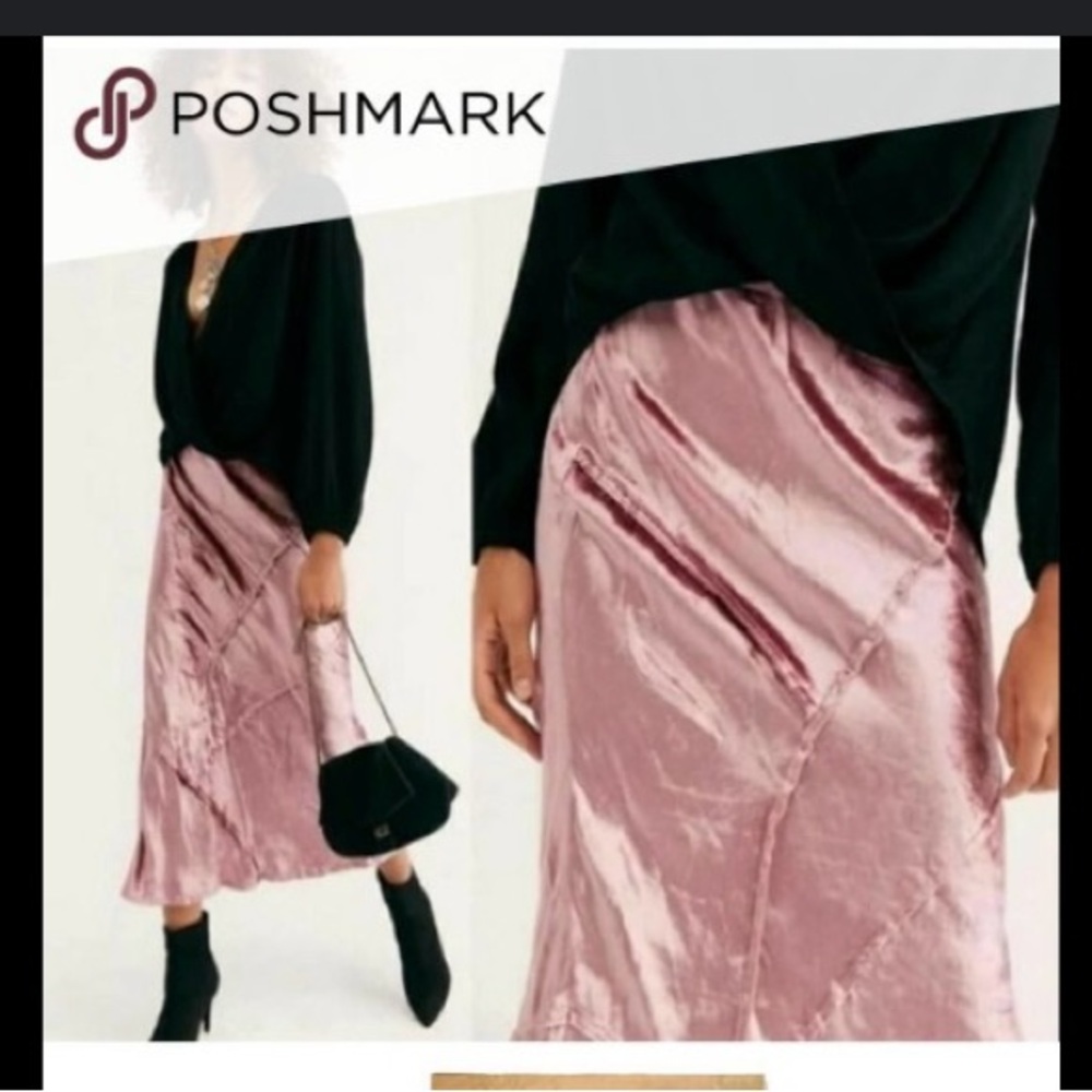 Free People Serious Swagger lavender 
Solid Velvet Bias Cut Midi Skirt...XS